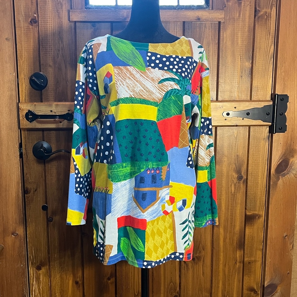 Vintage Shane Lee Inc. SMALL tunic top and pull on pants Vivid Boho Art 2225